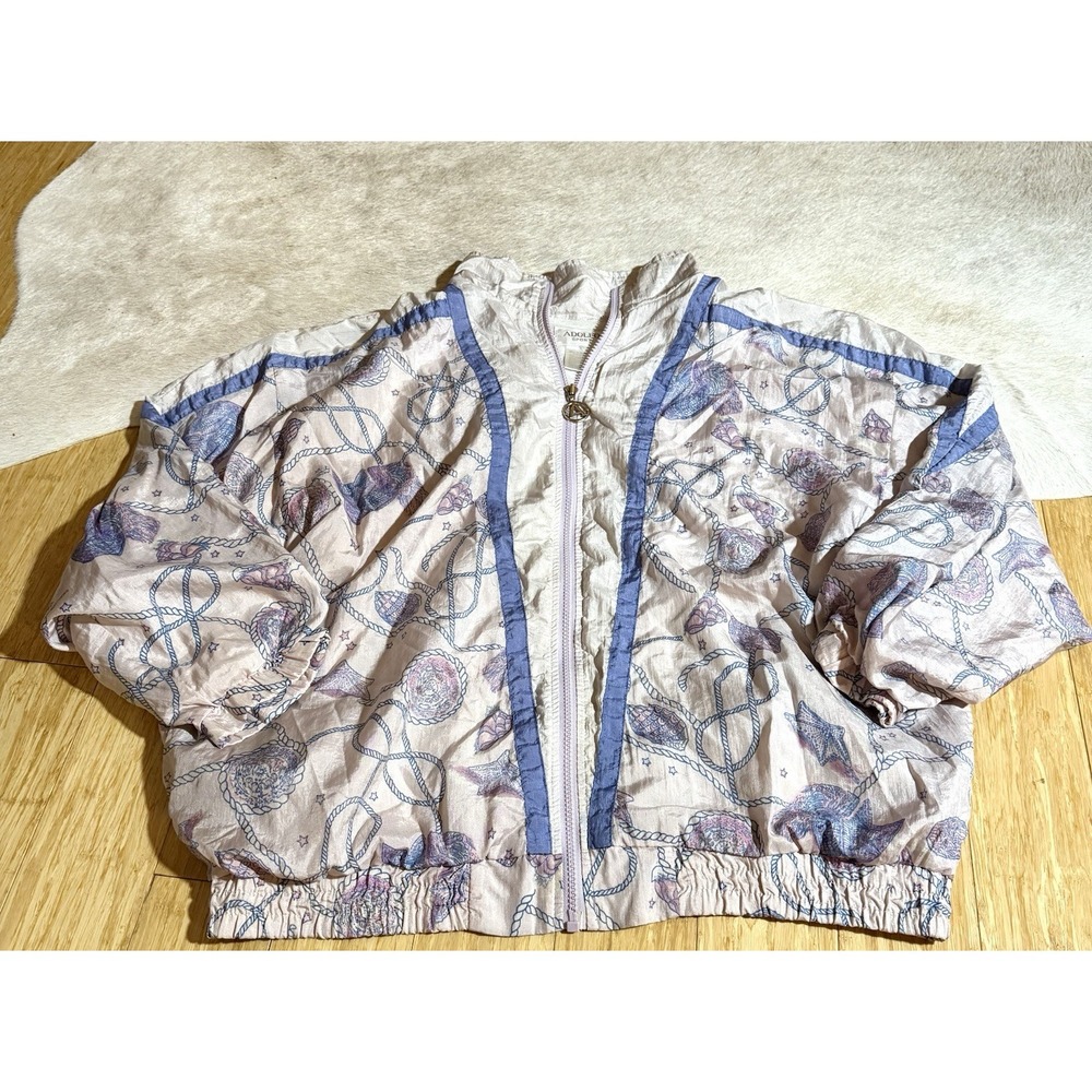 80s Pastel Color Block Windbreaker Track Jacket Vintage ADOLFO SPORT seashell XL - Picture 2 of 5
